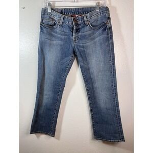 Y2K Lucky Brand Capris Women's 8 Low Rise Dream Crest Cuffed Crop Medium Wash